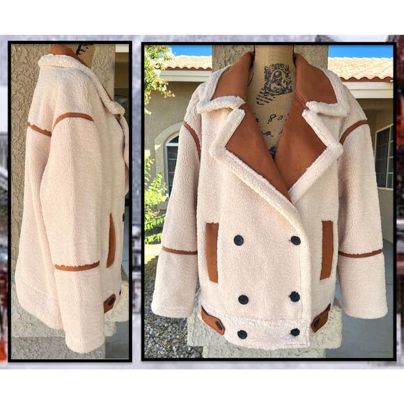 Blank NYC Dbl Breasted Oversize Faux Sherpa Teddy Bear Jacket Size: L - Picture 4 of 16